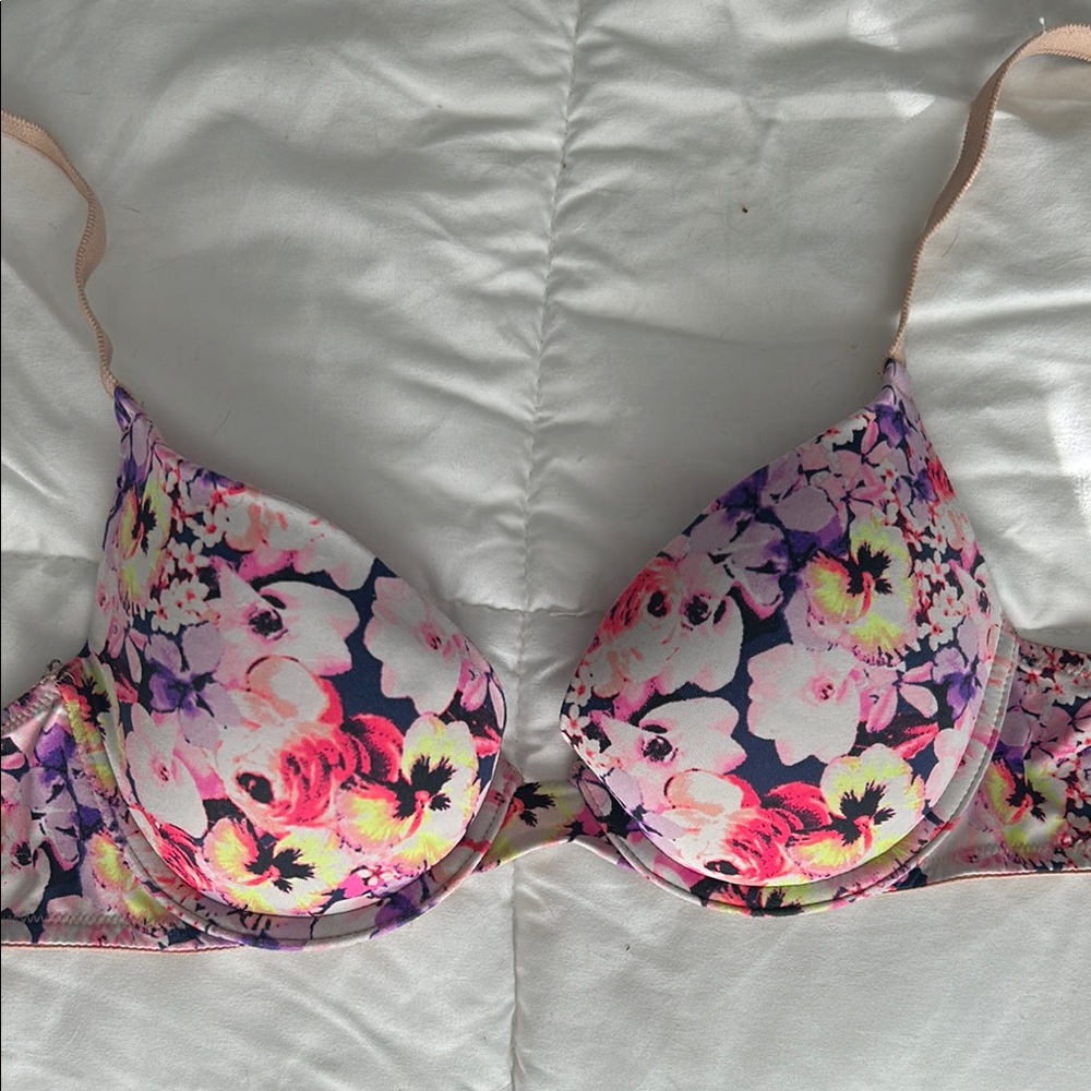 Victoria's Secret Pink and Purple Floral Underwire Bra